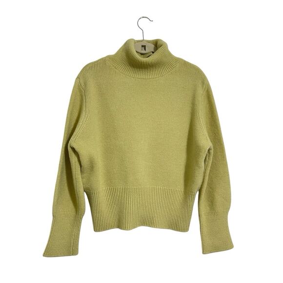 Lemui Korea Soft Wool Turtleneck Sweater Size S Pea Green Relaxed Fit Fall - Picture 1 of 10